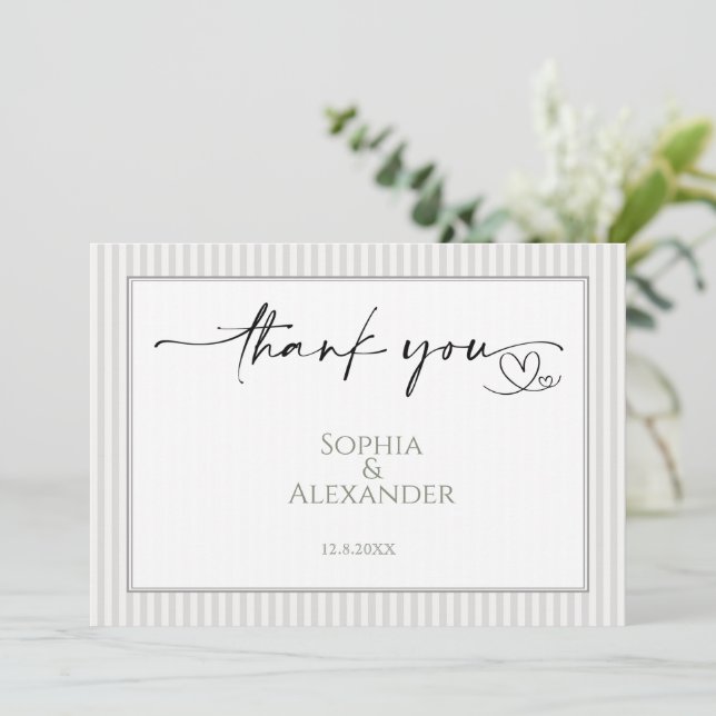 Tarjeta De Agradecimiento Minimalist Wedding Favor  (Anverso de pie)