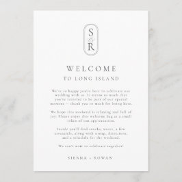 Tarjeta De Agradecimiento Minimalist Wedding Program Card with Monogram