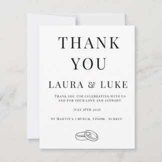 Tarjeta De Agradecimiento Minimalist Wedding Thank You Card | Editable