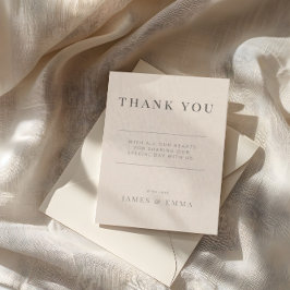 Tarjeta De Agradecimiento Minimalist Wedding Thank You Soft Latte