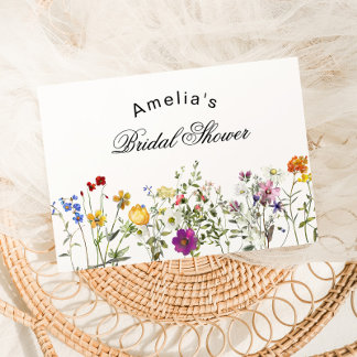 Tarjeta De Agradecimiento Minimalist Wildflower Bridal Shower