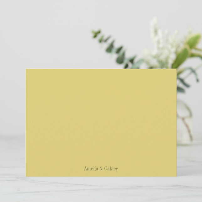 Tarjeta De Agradecimiento Minimalist Yellow Summer Elegant Wedding Custom (Anverso de pie)
