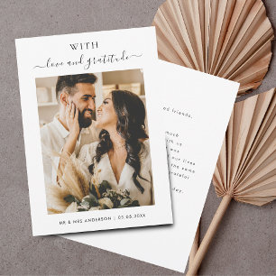 Tarjeta De Agradecimiento Minimalista 1 Foto con amor y gratitud Boda