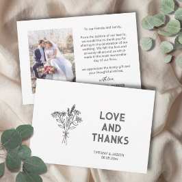 Tarjeta De Agradecimiento Minimalista 1 foto limpia Boda simple moderno