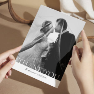 Tarjeta de agradecimiento minimalista 2 foto Boda