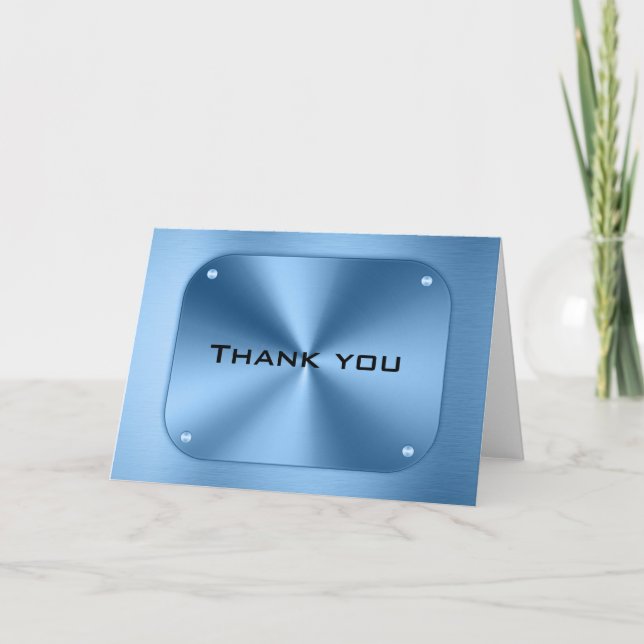 Tarjeta De Agradecimiento Minimalista azul moderno (Anverso)