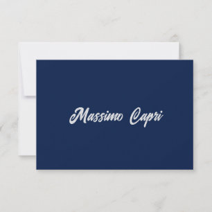 Tarjeta De Agradecimiento Minimalista Azul Oscuro Elegante Nombre Propio Tex
