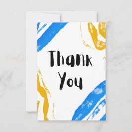 Tarjeta de agradecimiento minimalista azul y amari