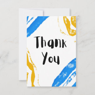 Tarjeta de agradecimiento minimalista azul y amari