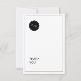 Tarjeta De Agradecimiento Minimalista blanco negro boda moderno gracias