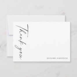 Tarjeta De Agradecimiento Minimalista Boda blanco negro moderno