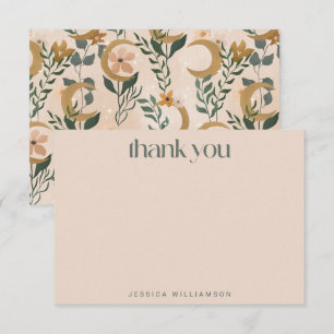 Tarjeta De Agradecimiento Minimalista Boho Rubor Floral Luna Despedida de So
