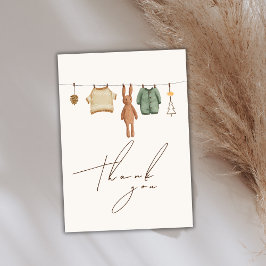 Tarjeta De Agradecimiento Minimalista Boho Winter Boy Ropa Baby Shower