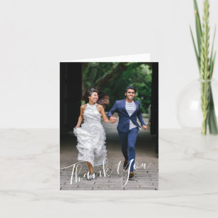 Tarjeta De Agradecimiento Minimalista Chic Letra a Mano Boda 2 Foto