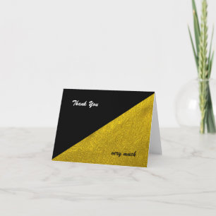 Tarjeta De Agradecimiento Minimalista contemporáneo negro y dorado