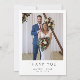 Tarjeta de agradecimiento minimalista de boda
