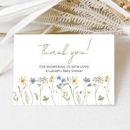 Tarjeta De Agradecimiento Minimalista de Wildflower Baby Shower