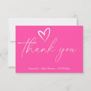 Tarjeta De Agradecimiento Minimalista ducha simple rosa bebé gracias