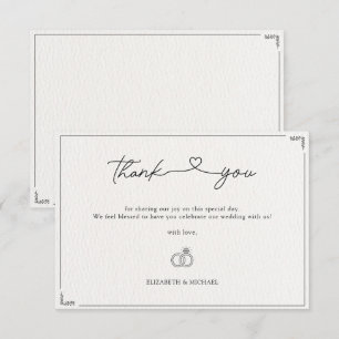 Tarjeta De Agradecimiento Minimalista Elegante Boda Monograma Moderno 