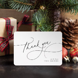 Tarjeta De Agradecimiento Minimalista Elegante Escritura Navidad Gracias
