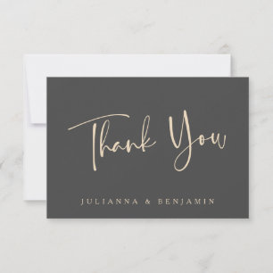 Tarjeta De Agradecimiento Minimalista Elegante Escritura Negra Boda Personal
