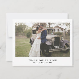 Tarjeta De Agradecimiento Minimalista Elegante Moderno Foto Simple Boda