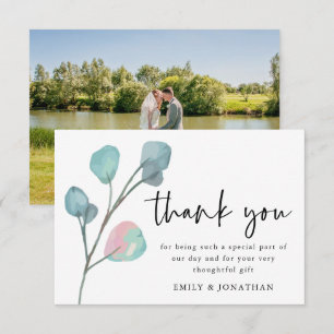 Tarjeta De Agradecimiento Minimalista Eucalyptus Script Photo