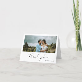 Tarjeta De Agradecimiento Minimalista Foto Corazón Simple Boda Elegante