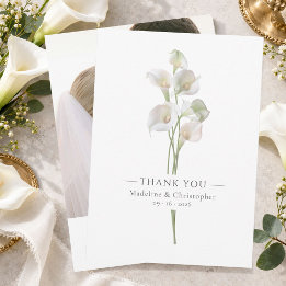 Tarjeta De Agradecimiento Minimalista Foto de Boda de Lirio de Calla de Agra