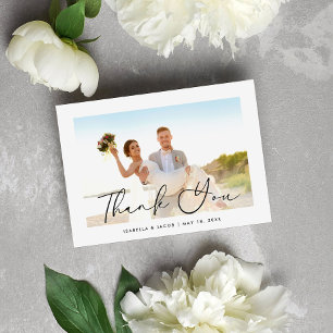 Tarjeta De Agradecimiento Minimalista foto simple Boda gracias