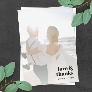 Tarjeta De Agradecimiento Minimalista informal Moderno Boda Retro Casual