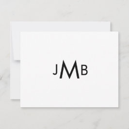 Tarjeta De Agradecimiento Minimalista, iniciales monogramadas modernas plana