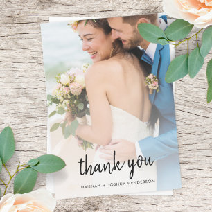 Tarjeta De Agradecimiento Minimalista moderno   Boda de imágenes con guión e