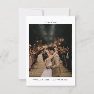 Tarjeta De Agradecimiento Minimalista moderno con Boda fotográfico