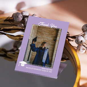 Tarjeta De Agradecimiento Minimalista moderno elegante lavanda foto graduaci