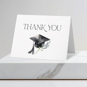 Tarjeta De Agradecimiento Minimalista Moderno Tesis Graduación Birrete