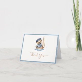 Tarjeta De Agradecimiento Minimalista Nautical Teddy Bear Baby Shower