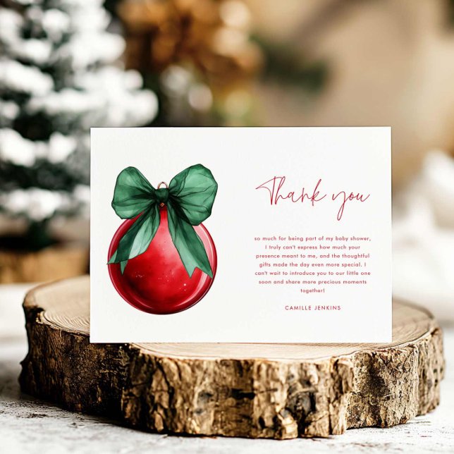 Tarjeta de agradecimiento minimalista para baby sh (Minimal Christmas Baby Shower Thank you card)