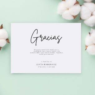 Tarjeta de agradecimiento minimalista para funeral
