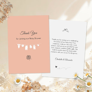 Tarjeta De Agradecimiento Minimalista Rubor Rosa Soft Peach Baby Shower
