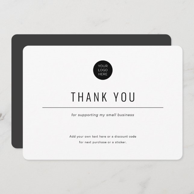 Tarjeta De Agradecimiento Minimalista-simple-empresa (Anverso / Reverso)