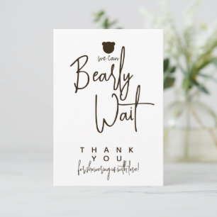 Tarjeta De Agradecimiento Minimalista simple moderno oso Baby Shower
