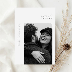 Tarjeta De Agradecimiento Minimalista Tipografía Simple Foto Boda