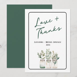 Tarjeta de agradecimiento minimalista verde de amo