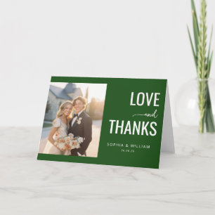 Tarjeta De Agradecimiento Minimalista Verde Foto de Corazón