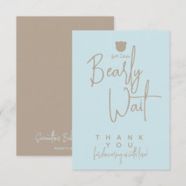 Tarjeta De Agradecimiento Minimalista y simple oso moderno Baby Shower