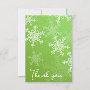 Tarjeta De Agradecimiento Minimalistas copos de nieve verde Baby Shower Grac