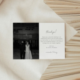 Tarjeta De Agradecimiento Minimalistic Black & White Script Wedding Photo