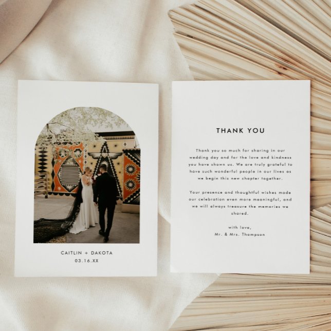 Tarjeta De Agradecimiento Minimalistic Modern Photo Arch Wedding (Subido por el creador)