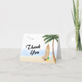 Tarjeta De Agradecimiento Minimizar Blue Sky Tropical Beach Surf Baby Shower